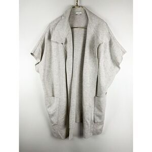 J Jill Longline Dolman Sleeve Grey Knit Duster Cardigan Pockets Size XL Petite